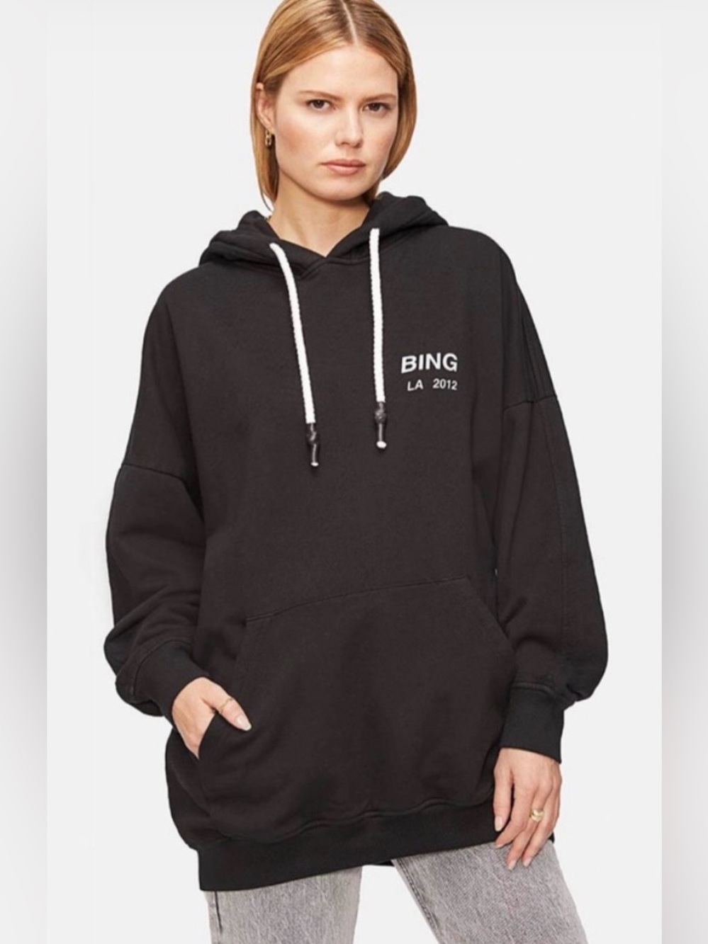 ANINE BING Black Oversized Lottie Graphic Logo Hoodie - Size XS EUC